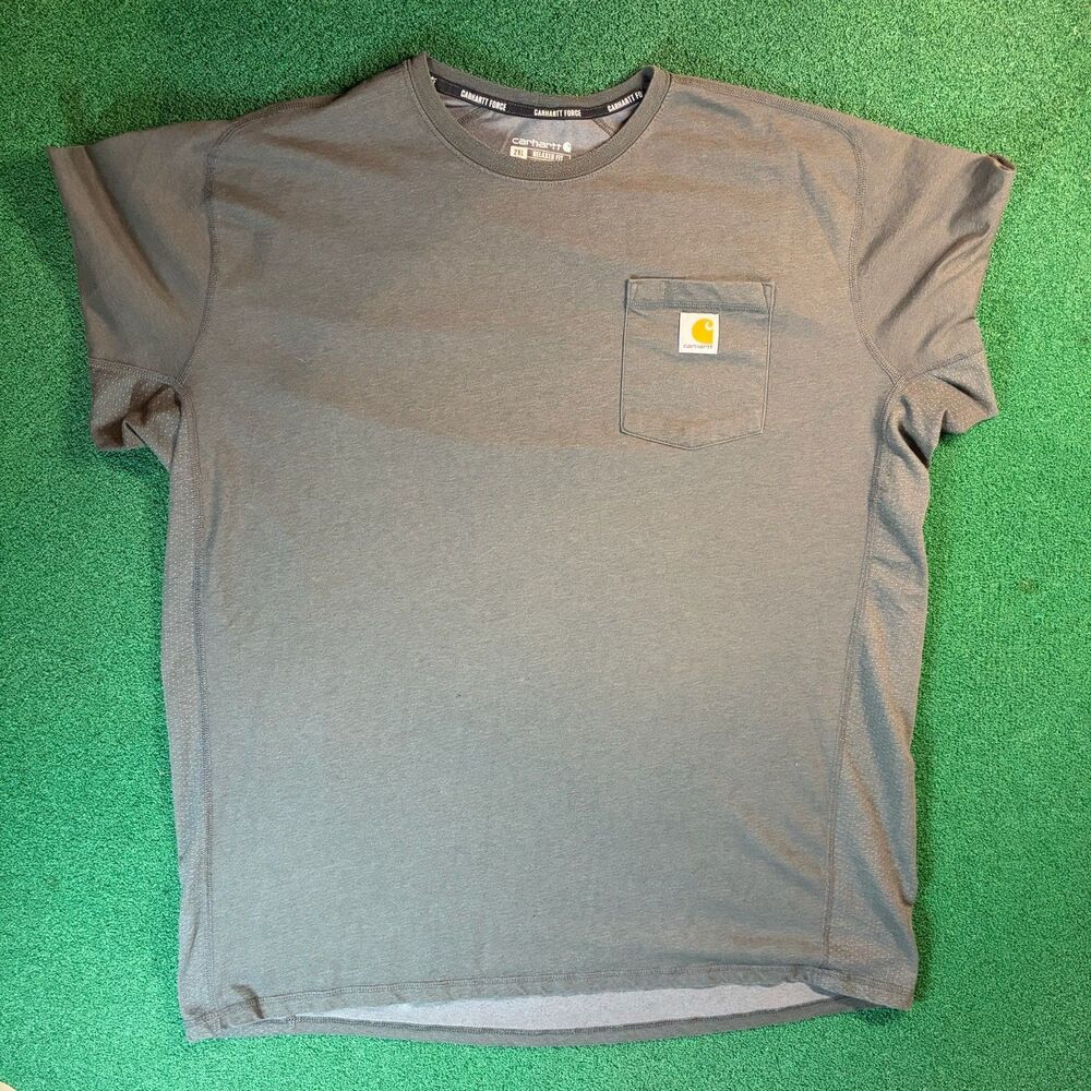 Size 2XL Tall Mens - Carhartt Force Gray Relaxed Fit Pocket Work T Shirt
